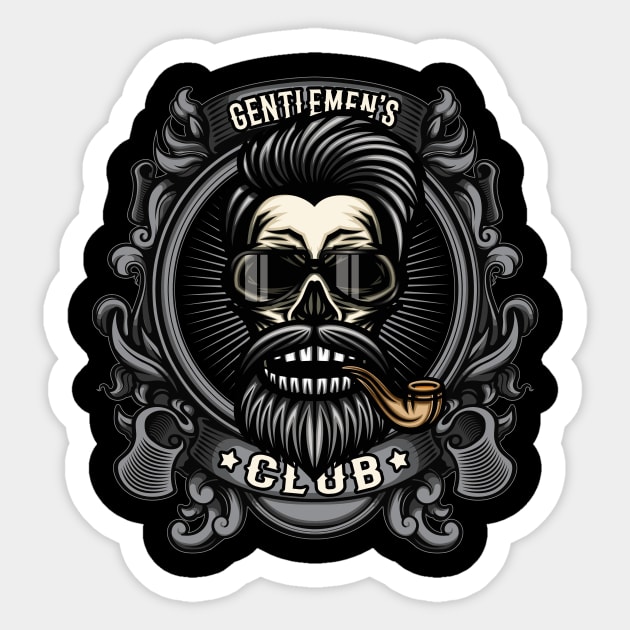 Gentlemens Smoking Club Tobacco Pipe Smoker Skull Sticker by Foxxy Merch